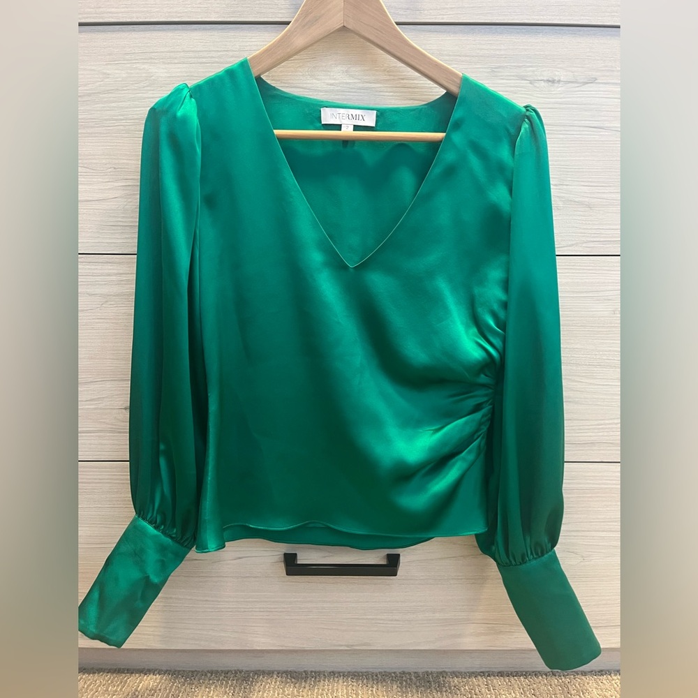 Intermix Silk Blouse | Green | size 2